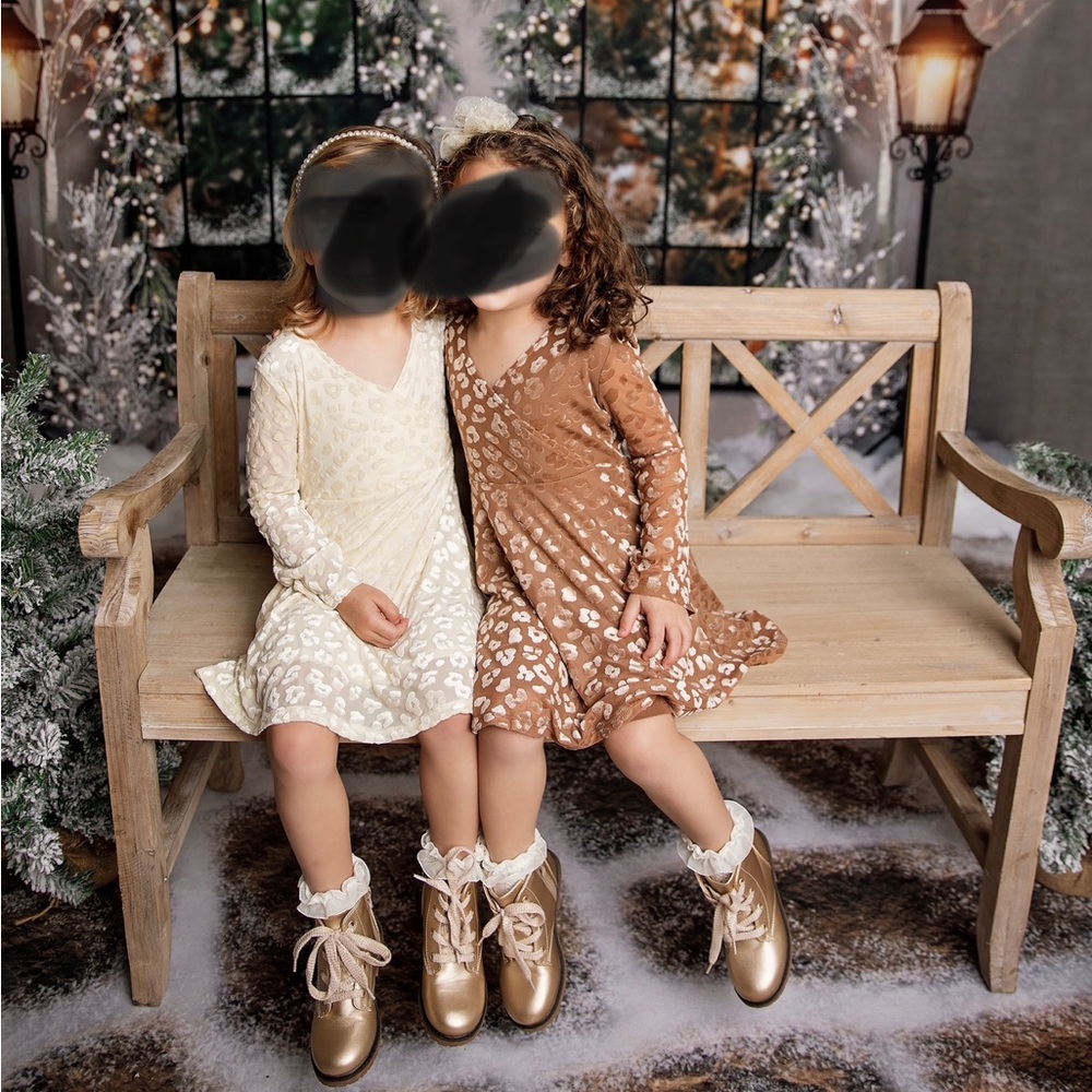 Cotton On girls ivory velvet burnout leopard dress, size 4T. - Picture 1 of 4